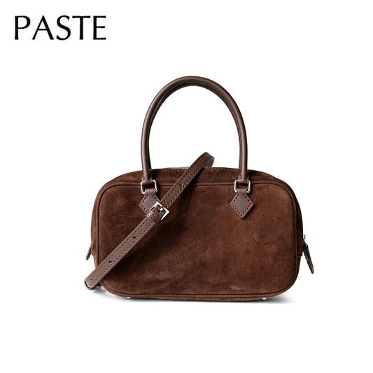 Reißverschluss offen matt Wildleder Kuh Leder Frauen Handtasche Büro Dame Pendler dünne Schultertasche