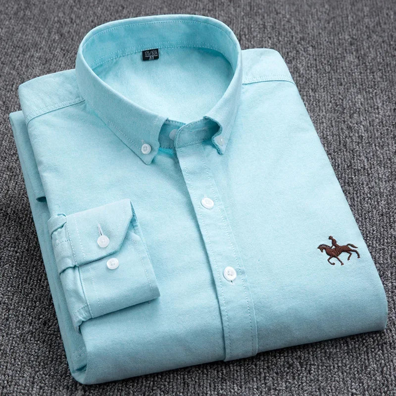 DVEL Men’s Oxford Shirt Long Sleeve Pure Cotton