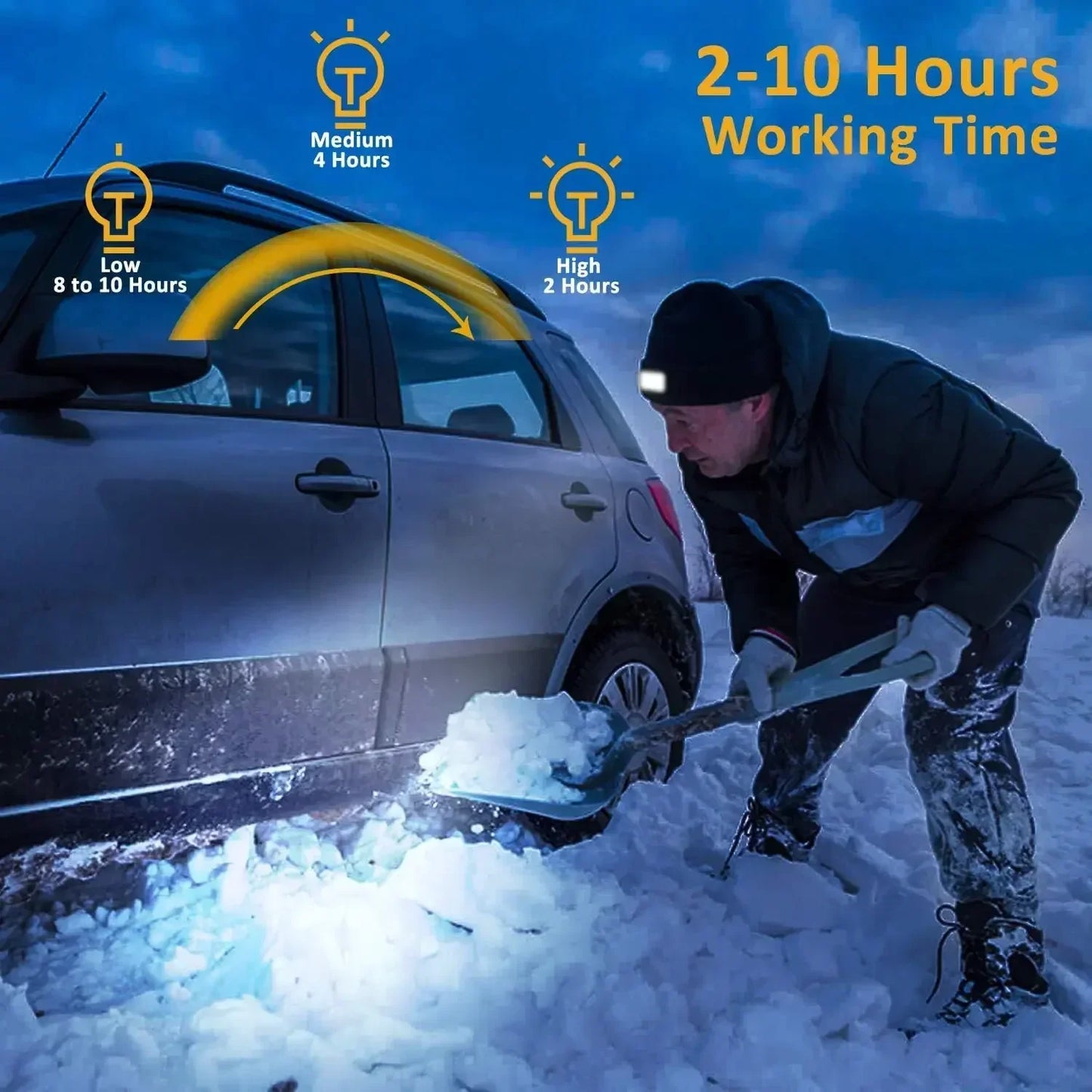 Neue Winter-Strickmütze mit LED-Warmbeleuchtung