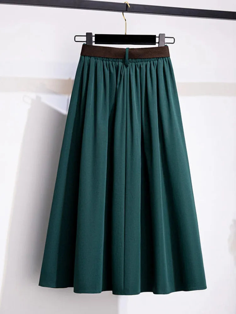 Modischer, eleganter A-Linien-Rock im koreanischen Stil mit hoher Taille