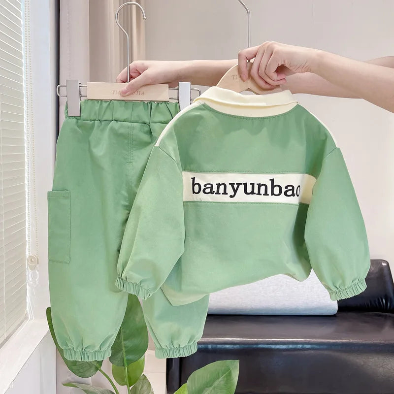 Baby Boys Cartoon Strips Shirt Pants 2pcs/Set