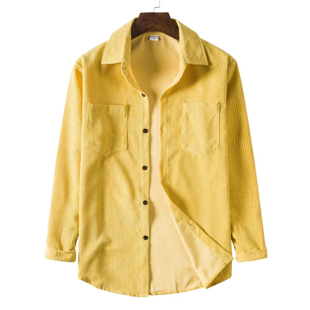 Herren Western Cord Langarm Casual Button Down Hemden