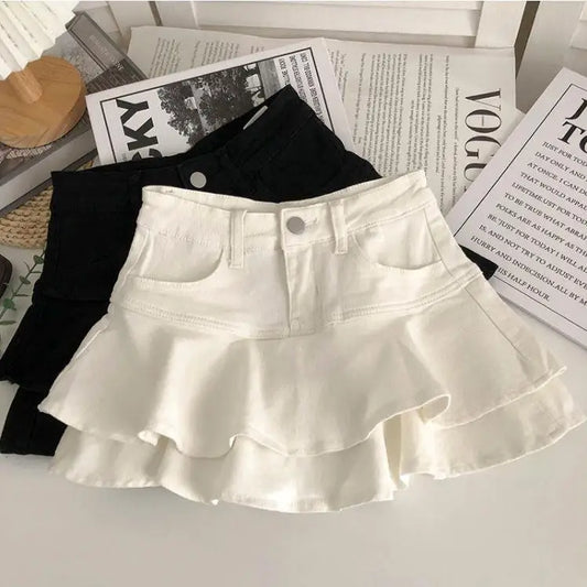 Summer Elastic Waist Casual Simple Solid Color Sweet Skirt