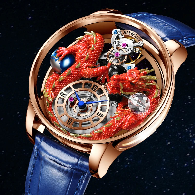 3D Gold Dragon Astronomia Quartz Watch