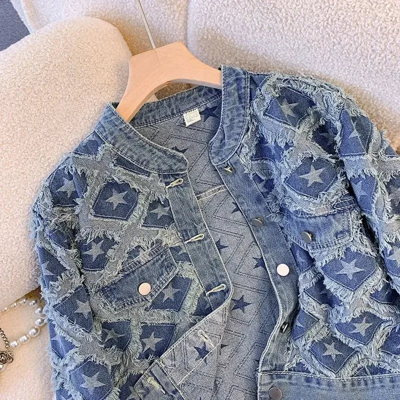Autumn All Match Design Vintage Women Denim Jacket