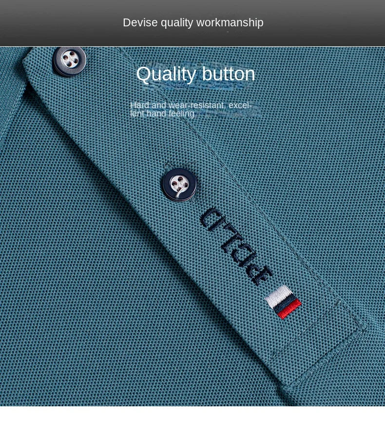 Besticktes Langarm-Poloshirt für Herren in Volltonfarbe