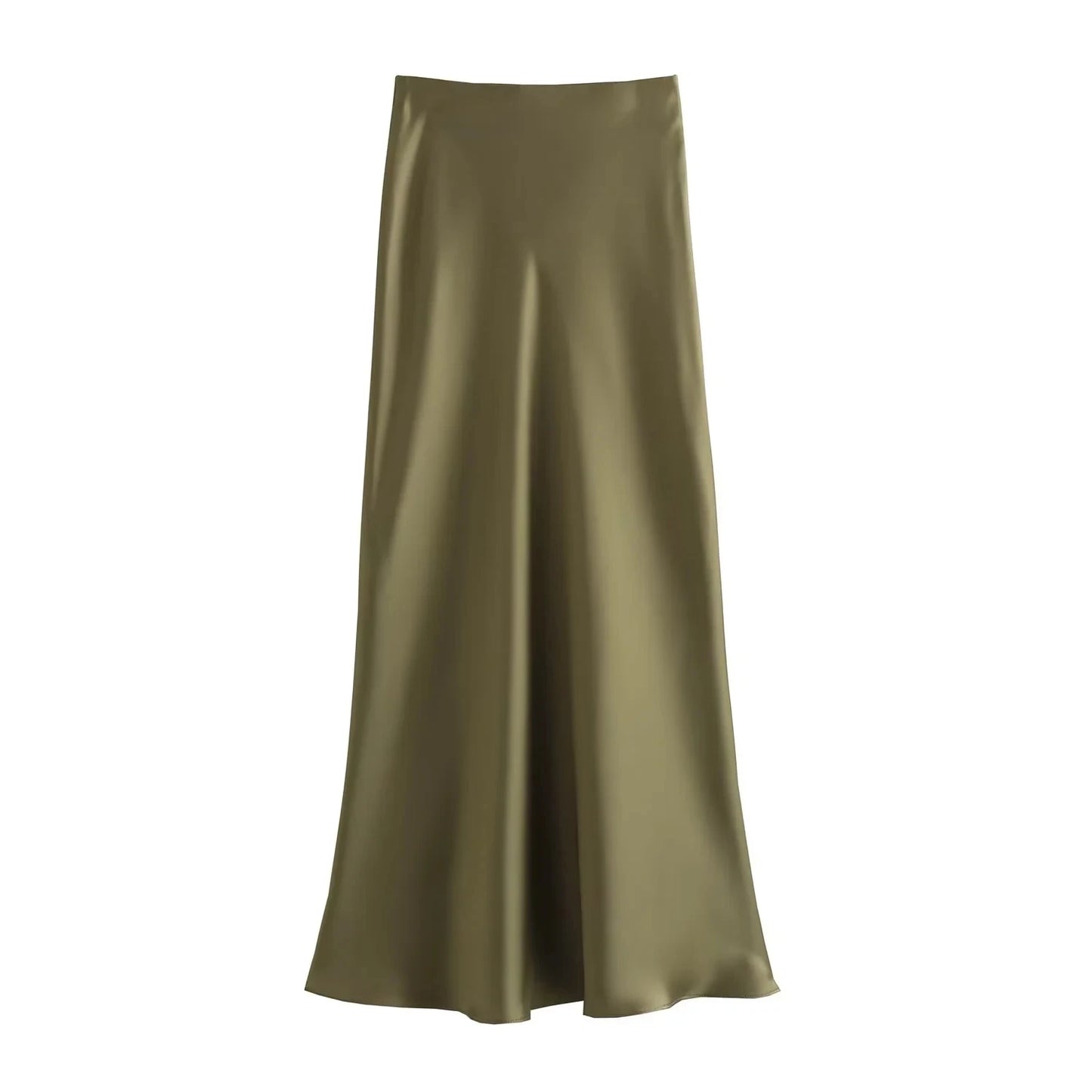 TRAFZA Eleganter, langer Rock aus einfarbigem Satin für Damen