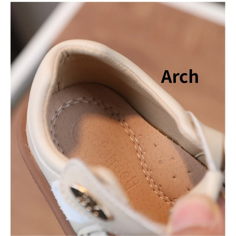 Girls Flats Non-slip soft sole Leather Shoes