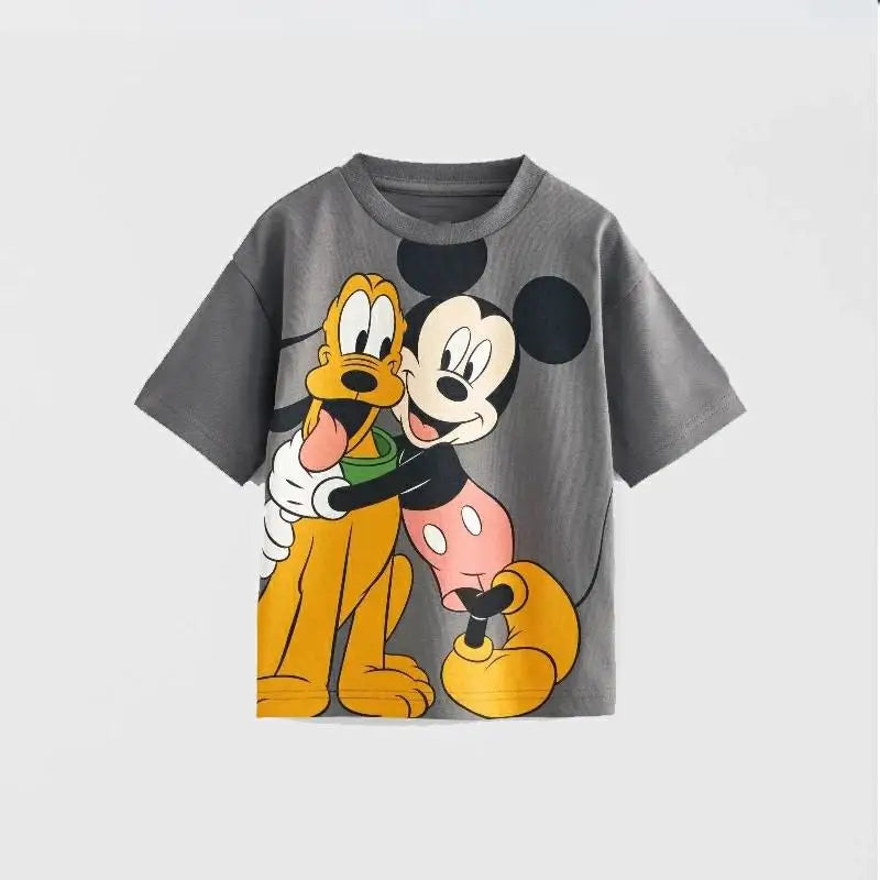 Baby Cute Print Round Neck Short Sleeve Base Shirt
