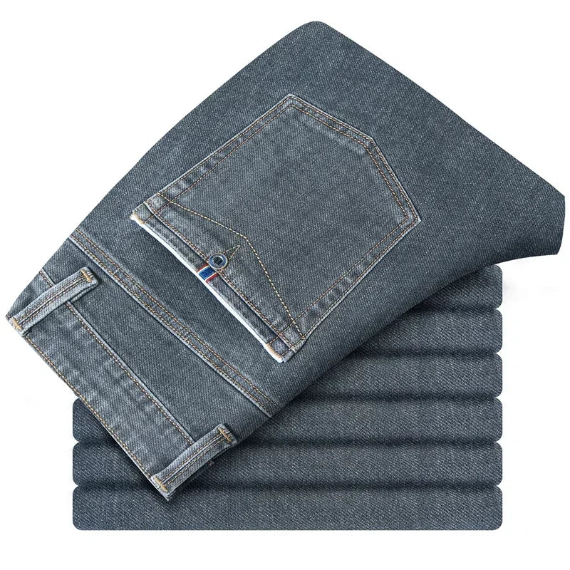 Autumn Winter New Men's Casual Cotton Stretch Slim Fit Jeans