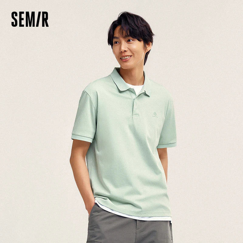 Semi Polo Shirt Herren, neues, schlichtes Pendler-Oberteil aus weicher Baumwolle mit halbem Reißverschluss