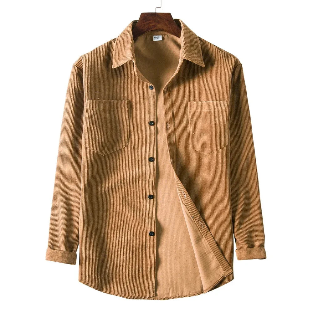 Herren Western Cord Langarm Casual Button Down Hemden