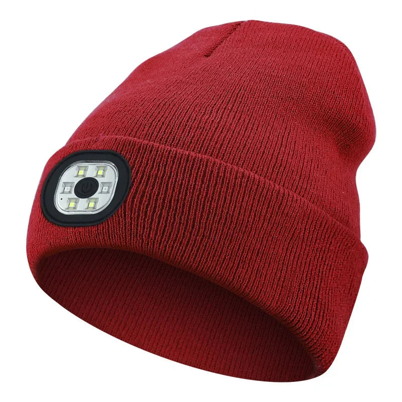 Neue Winter-Strickmütze mit LED-Warmbeleuchtung