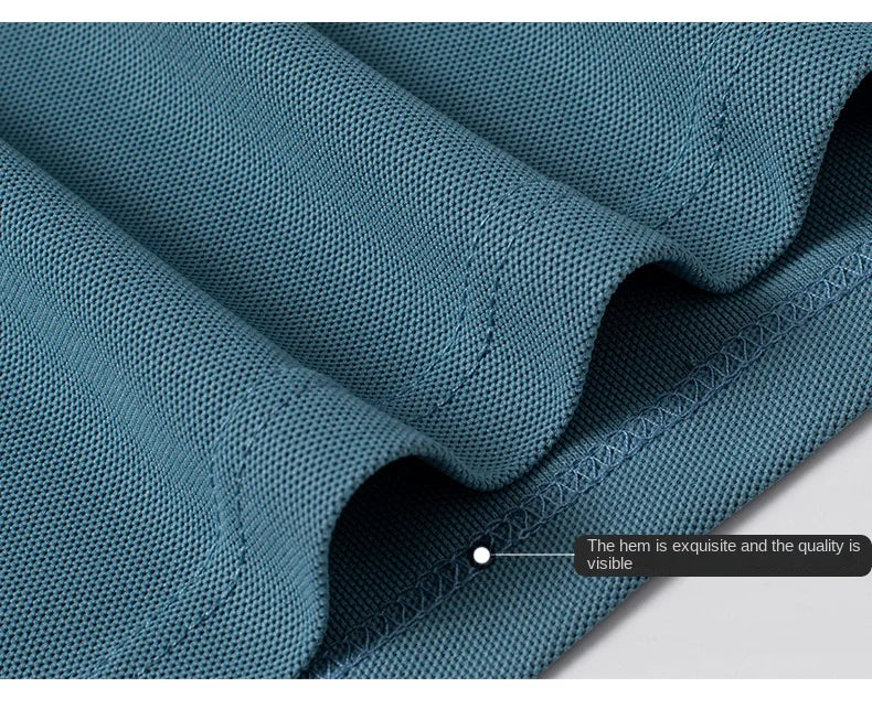 Besticktes Langarm-Poloshirt für Herren in Volltonfarbe