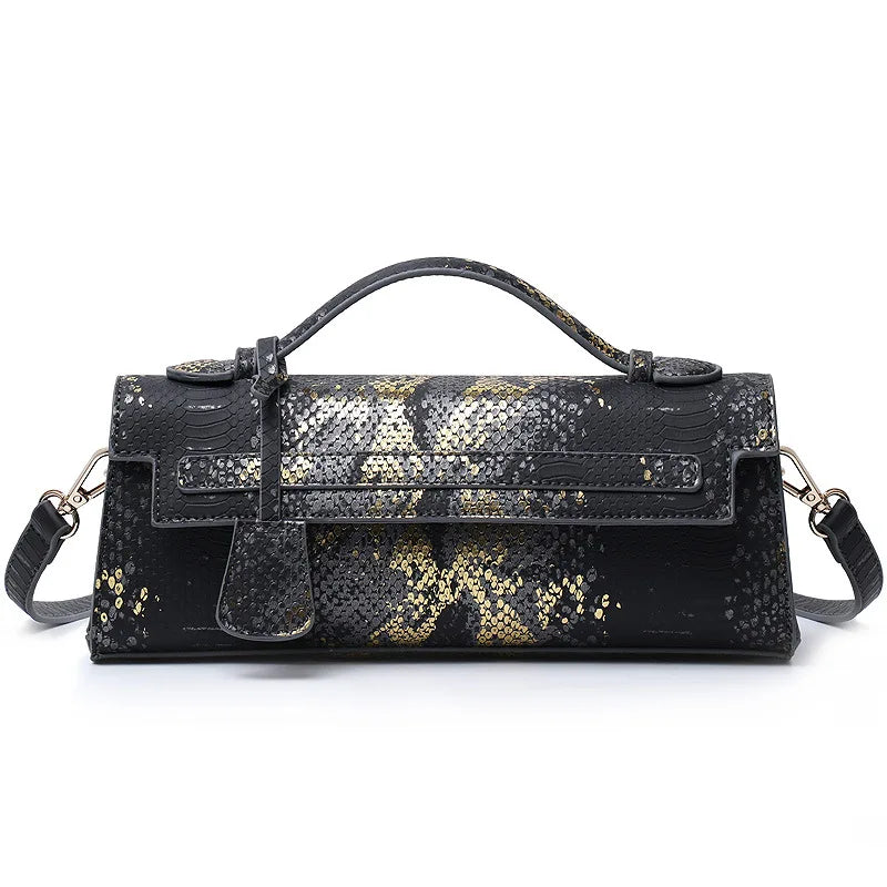Rechteckige Handtasche mit Schlangenmuster