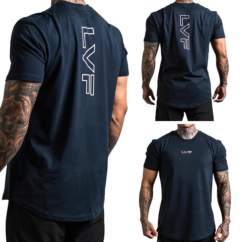 Herren-T-Shirt mit kurzen Ärmeln für das Fitnessstudio, Sommer, Fitness, Sport
