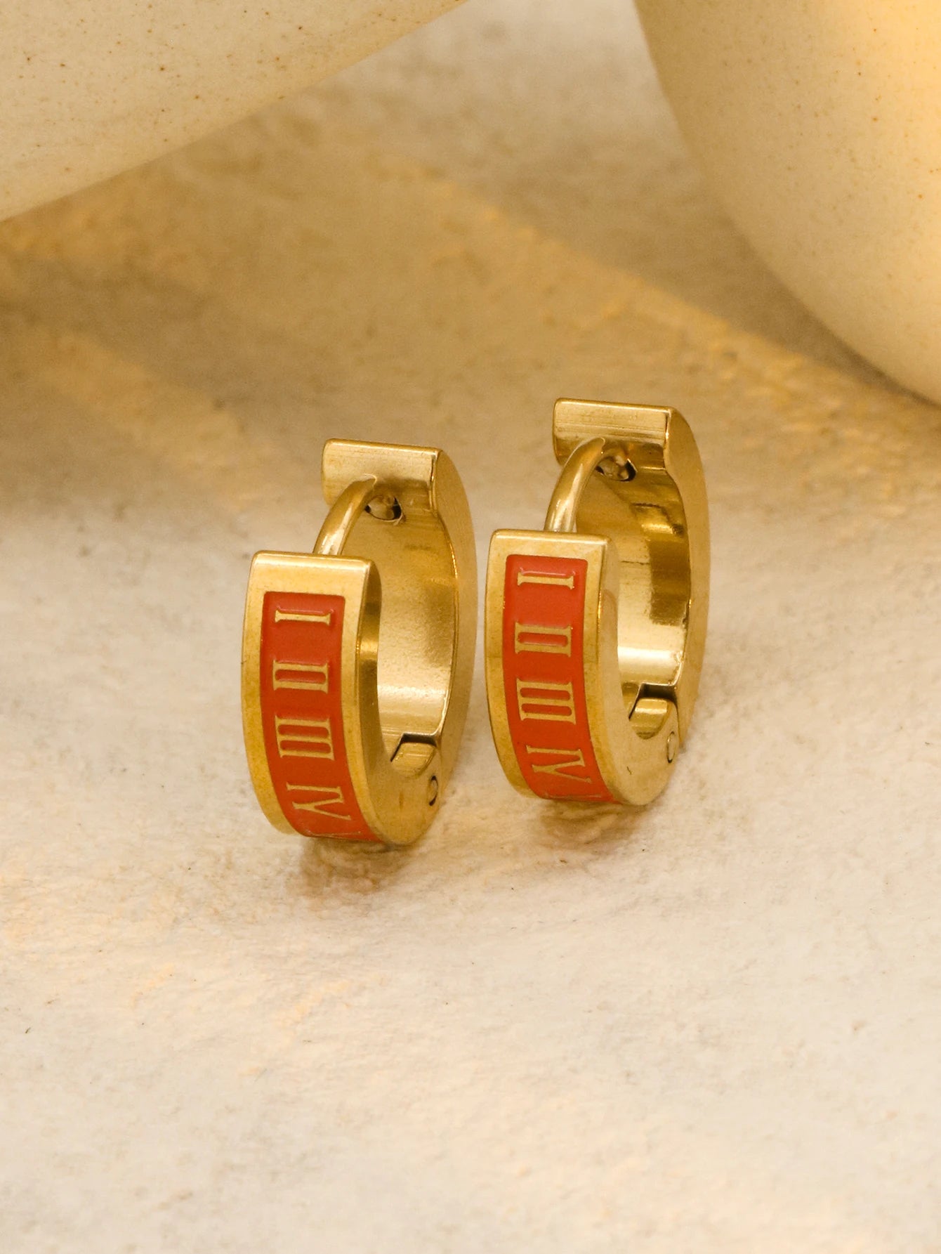 New Vintage Drip Glue Roman Digital Earrings