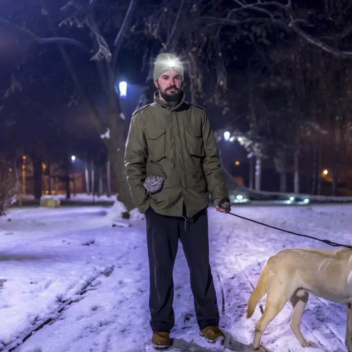 Neue Winter-Strickmütze mit LED-Warmbeleuchtung