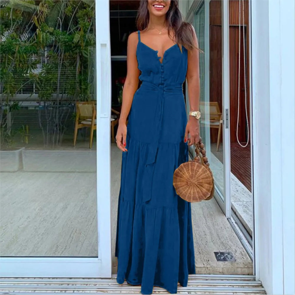 Women Summer Button With Belt White Dresses