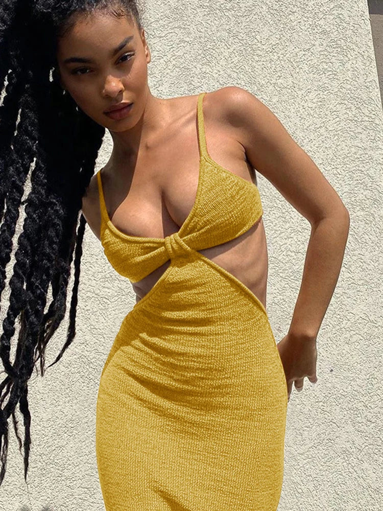 Spaghetti Strap Sexy Backless Maxi Summer Dress