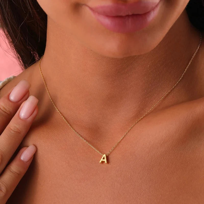 Women's Initial Letter Pendants Golded Choker Necklaces