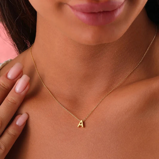Women's Initial Letter Pendants Golded Choker Necklaces