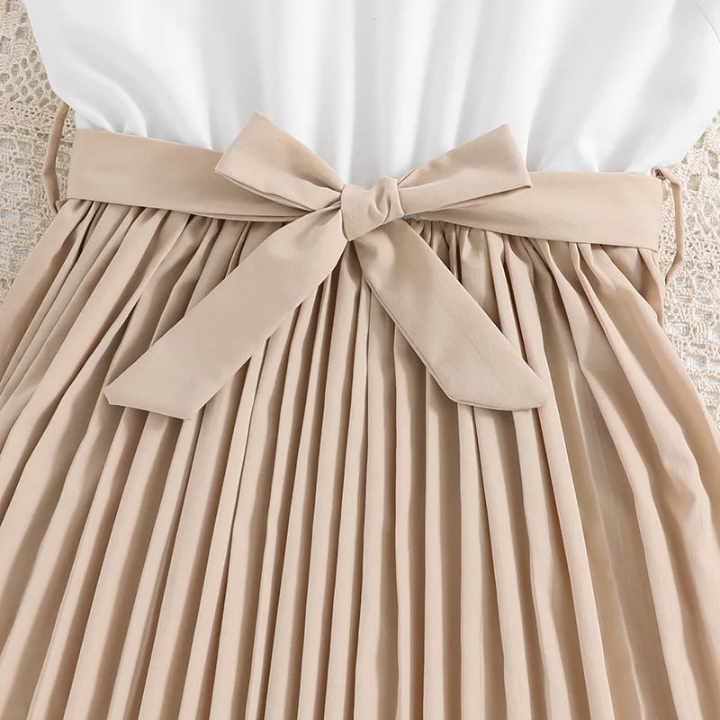 Sommer Neue Ankunft Mädchen Ärmelloses O Neck Rüschen Kleid