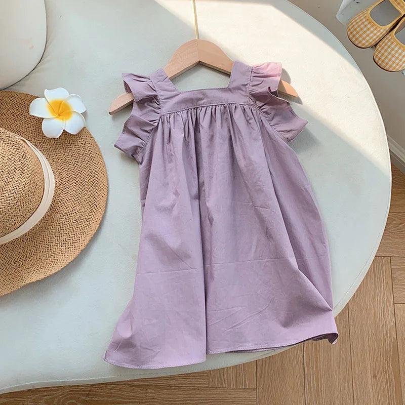Children's Ruffle Edge White Dress