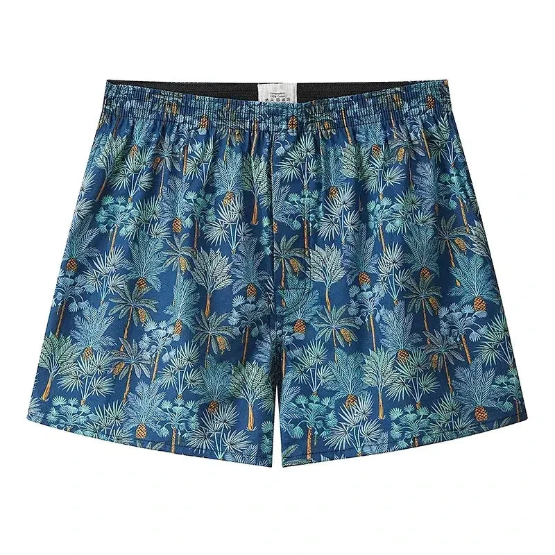 Mens Cotton Casual Plaid Elastic Waistband Boxer Shorts