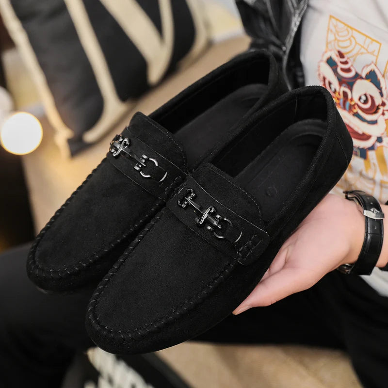Lässige, bequeme Slip-On-Fahrschuhe aus Leder für Herren