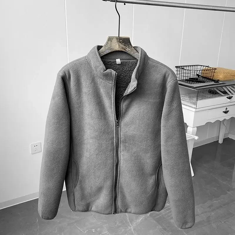 Neuer Winterfleece-Mantel mit Sherpa-Fleece in Volltonfarbe