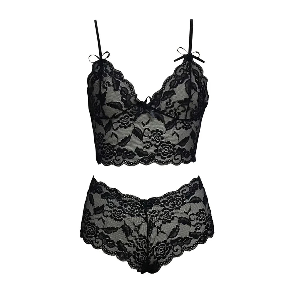 New Thin Lace Flower Printed Underwear Set