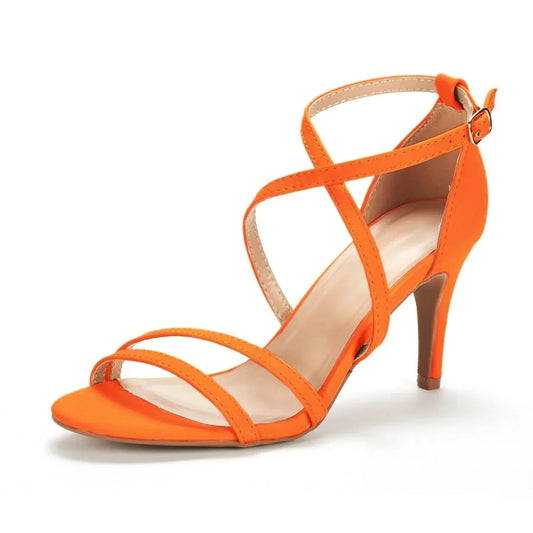 Summer Pumps Open Toe Ankle Straps Stilettos High Heels