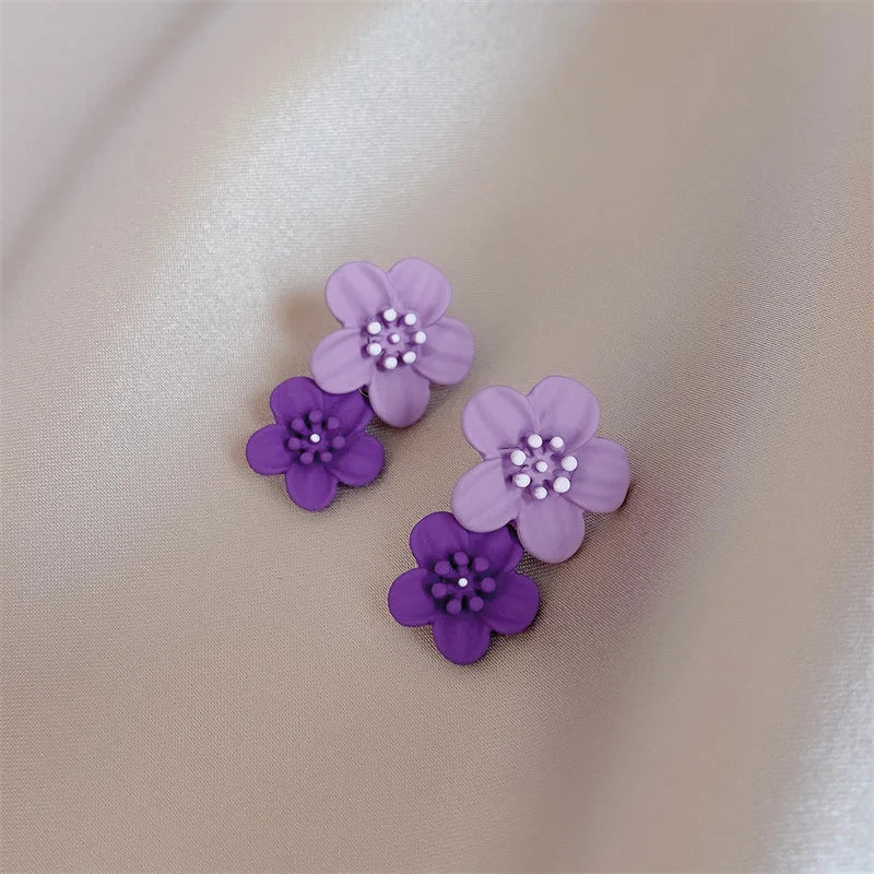 Women Double-layers Floral Dangle Earrings