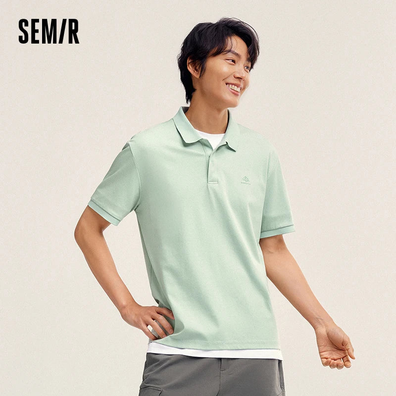 Semi Polo Shirt Herren, neues, schlichtes Pendler-Oberteil aus weicher Baumwolle mit halbem Reißverschluss
