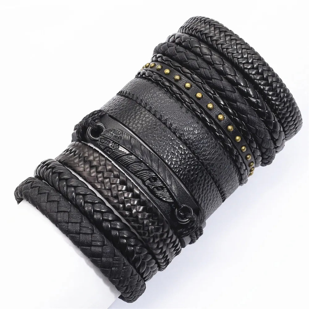 10 Pcs/set Black Wrap Women New Fashion Bracelets