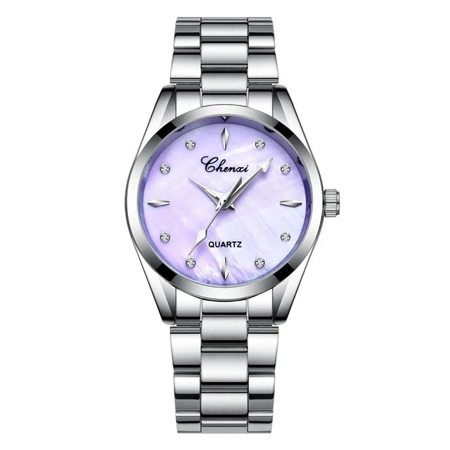 Women Fashion Elegant Diamond Shell Dial Wristwatch