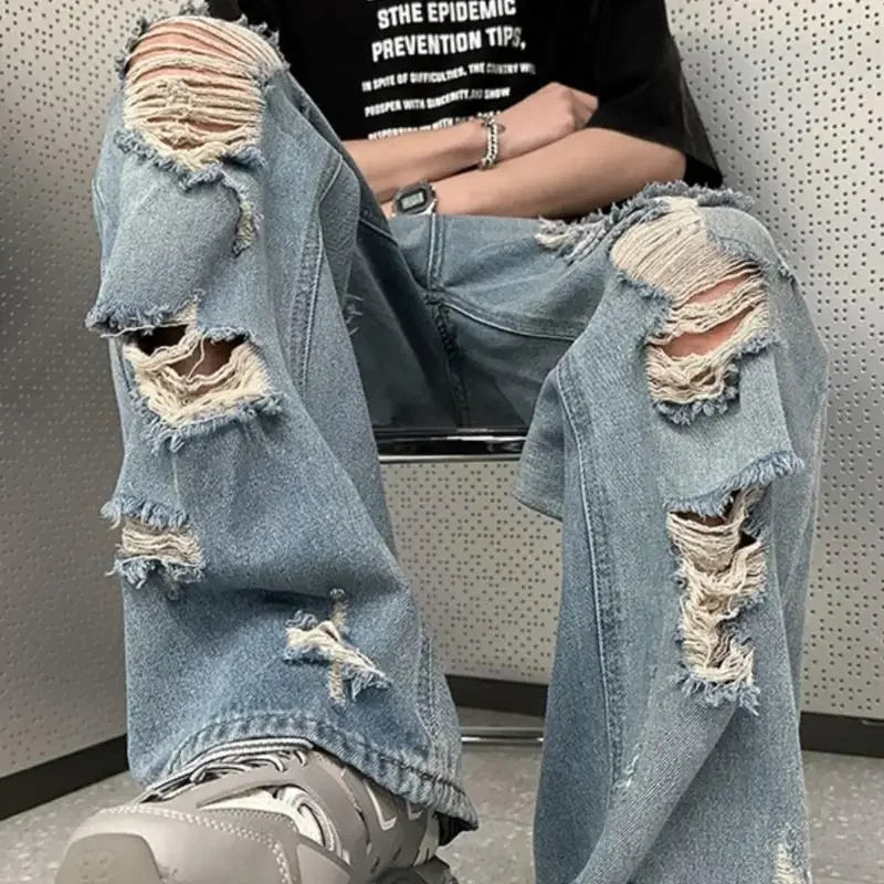 New Vintage Distressed Jeans mit geradem Bein