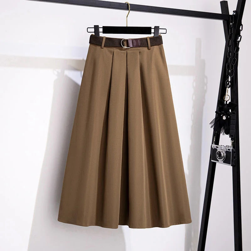 Modischer, eleganter A-Linien-Rock im koreanischen Stil mit hoher Taille